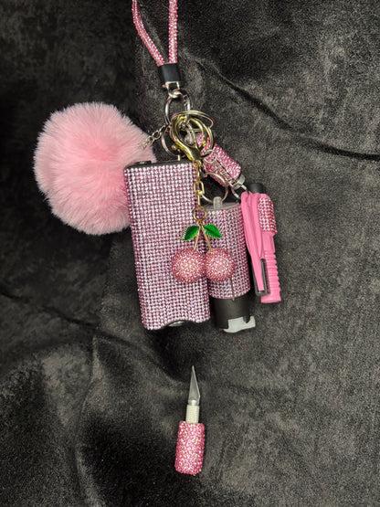 Cherry Glitter Keychains