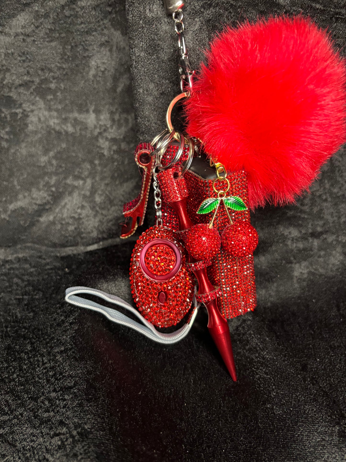 Cherry Glitter Keychains