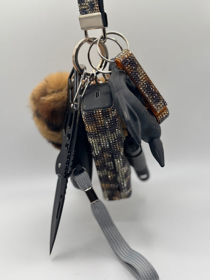 Glitter Leopard Print Keychains